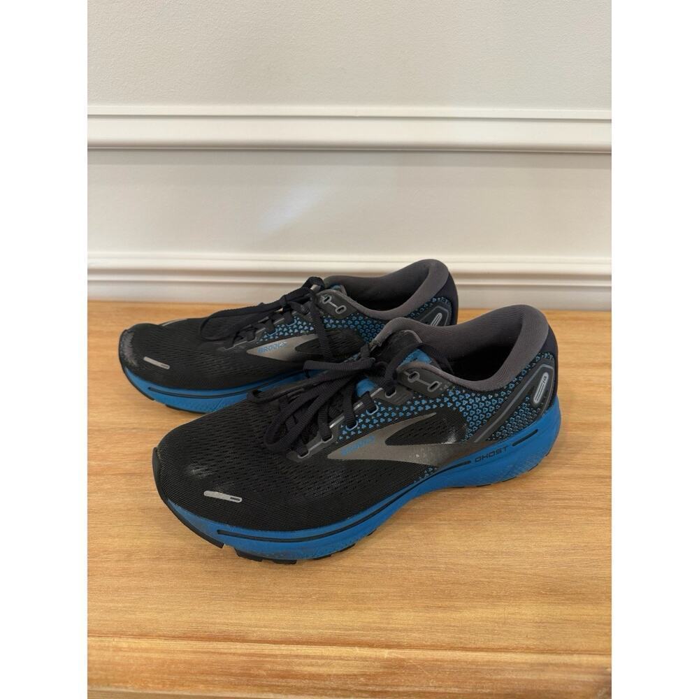 Brooks Ghost 14 Mens 9.5 Shoes Black Blue Running Walking Sneaker 1103691D056